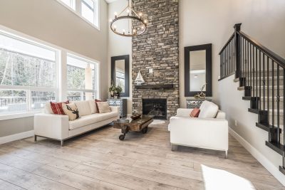 full view of the living room in a tobiano custom home